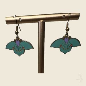 Laurel Burch Desert Flower Enamel Earrings Vintage